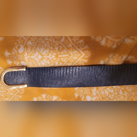 Vintage Cipriani Women\'s Blue Lizard Grain Leather Belt Gold Buckle Size Medium main image 14